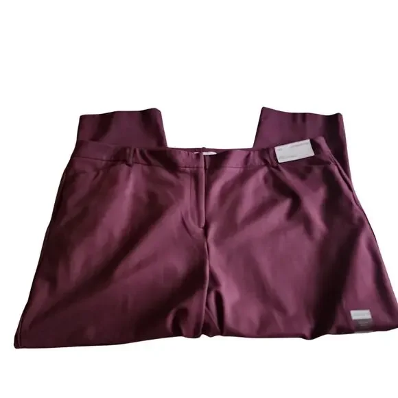 Liz‎ Claiborne NWT Emma maroon mid-rise slim leg ankle pants woman's size 24W - Picture 8 of 13
